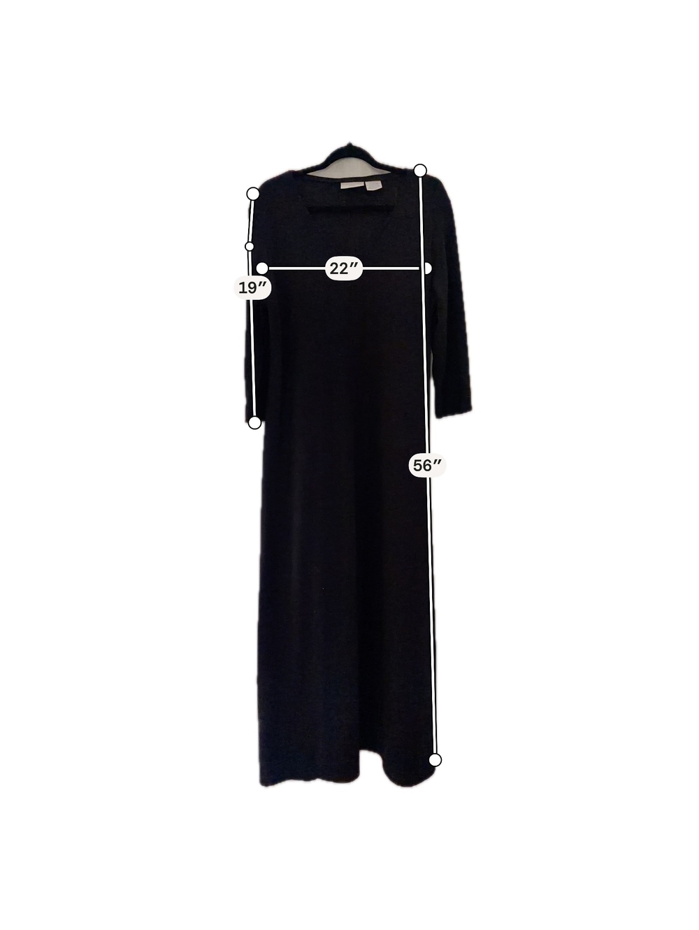 Worthington Black V-Neck Long Sleeve Maxi Dress Size Large - Picture 5 of 5